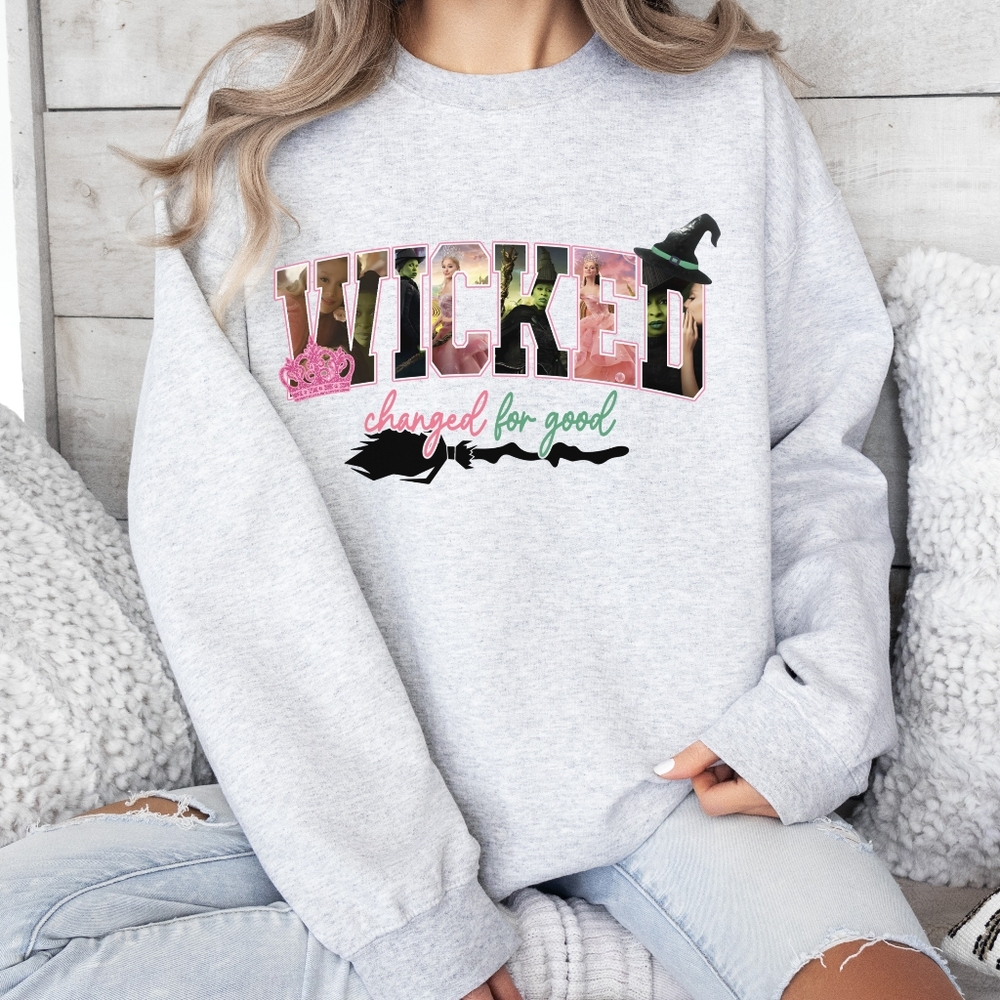 Wicked The Musical Changed for Good Cozy Graphic Crewneck Sweatshirt NEW